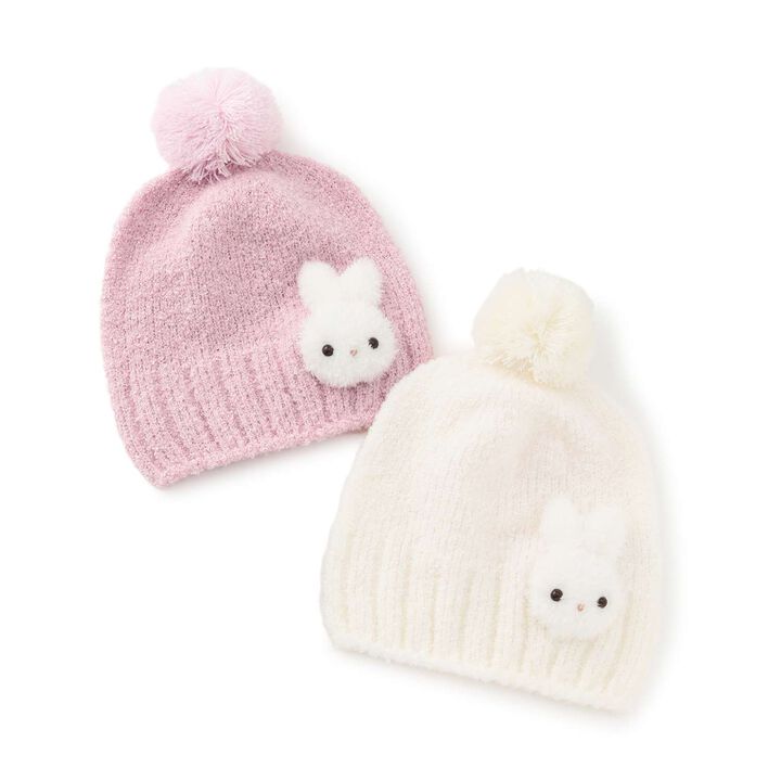 Marshmallow Beanie with Boa Rabbit Mascot,Off white, medium image number 3