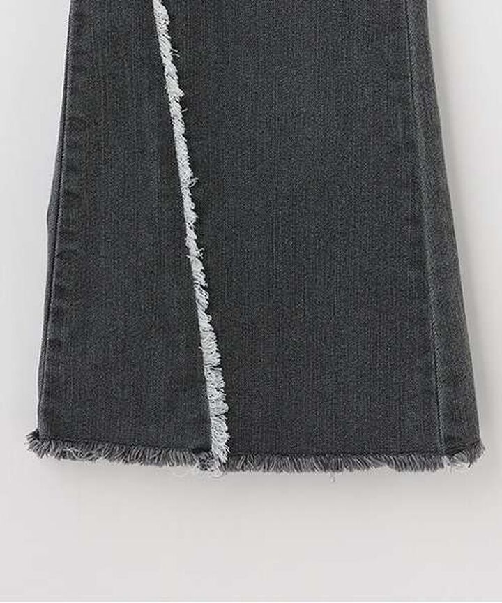 Fringe Denim Flare Pants,Light blue, medium image number 3