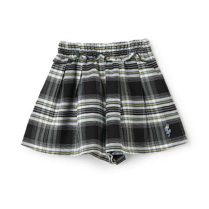 Waist Shirred Check Culottes,Black, medium image number 0