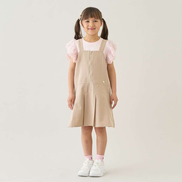 [Easy Change] Pleated One-Piece Dress for Girls [Kids] [Children's Clothing],Beige, medium image number 0