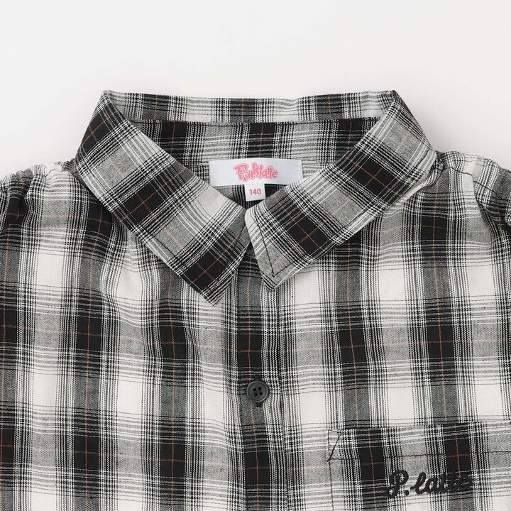 [3WAY] Checkered Shirt with Sleeve Drawstring + Tank Top Set,Black, medium image number 3