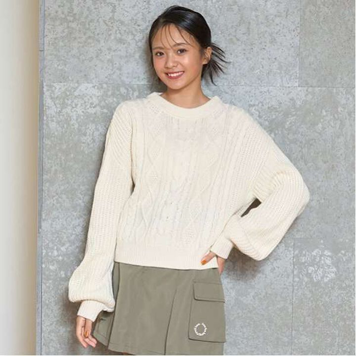 Cable Knit Pullover,Light green, medium image number 15