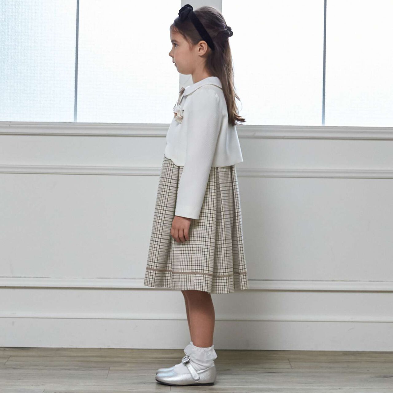 [Formal] Checkered OP + Scallop Trim JK Set,Beige, large image number 1