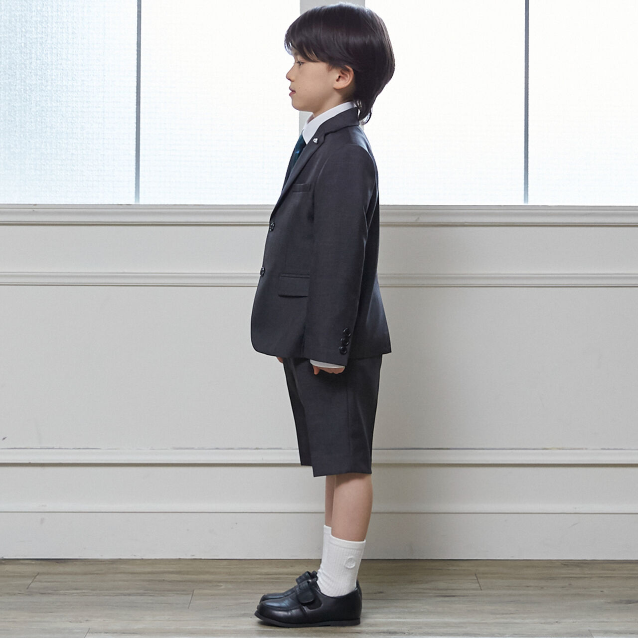 [Formal] Gray Jacket + Half Pants Set,Gray, large image number 1