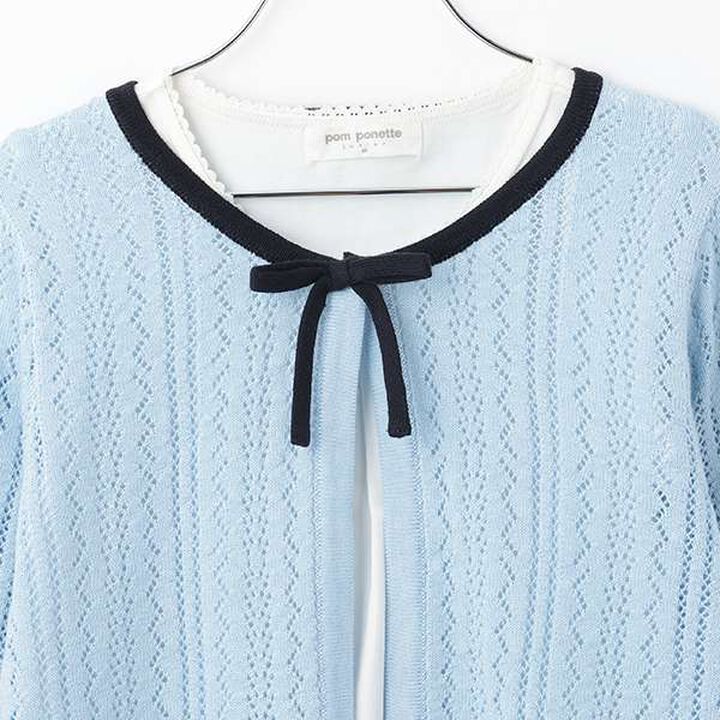 Lace Knit Cardigan + T-Blouse Set,Ivory, medium image number 7