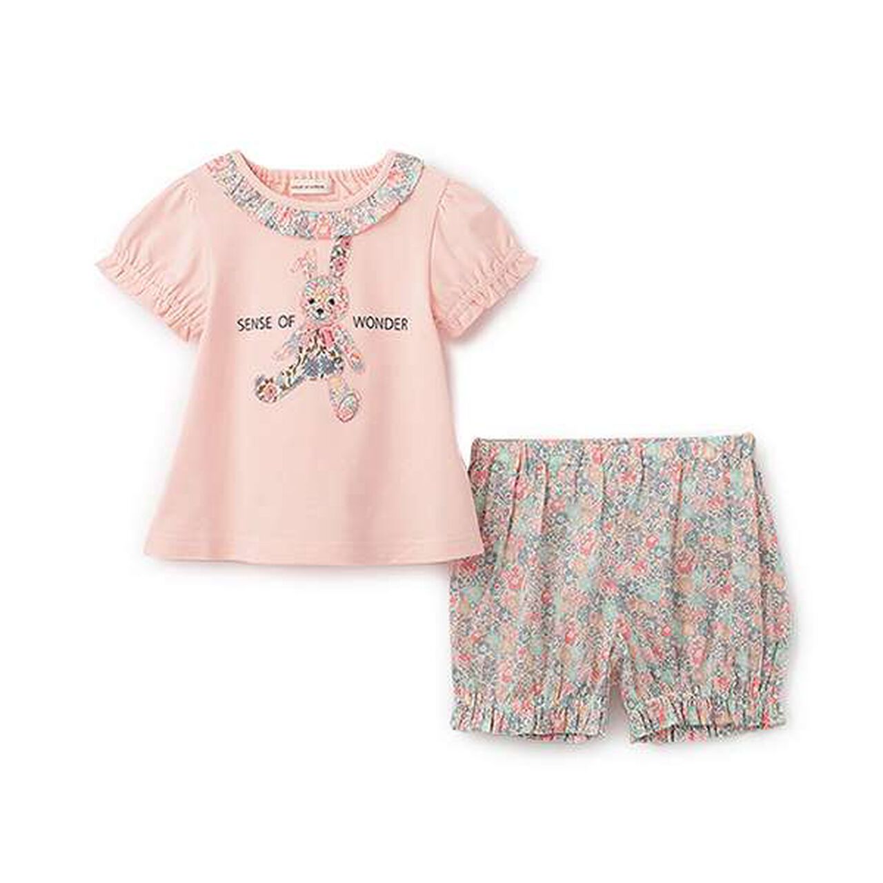 Liberty Appliqué Bunny Baby Suit,Pink, large image number 0