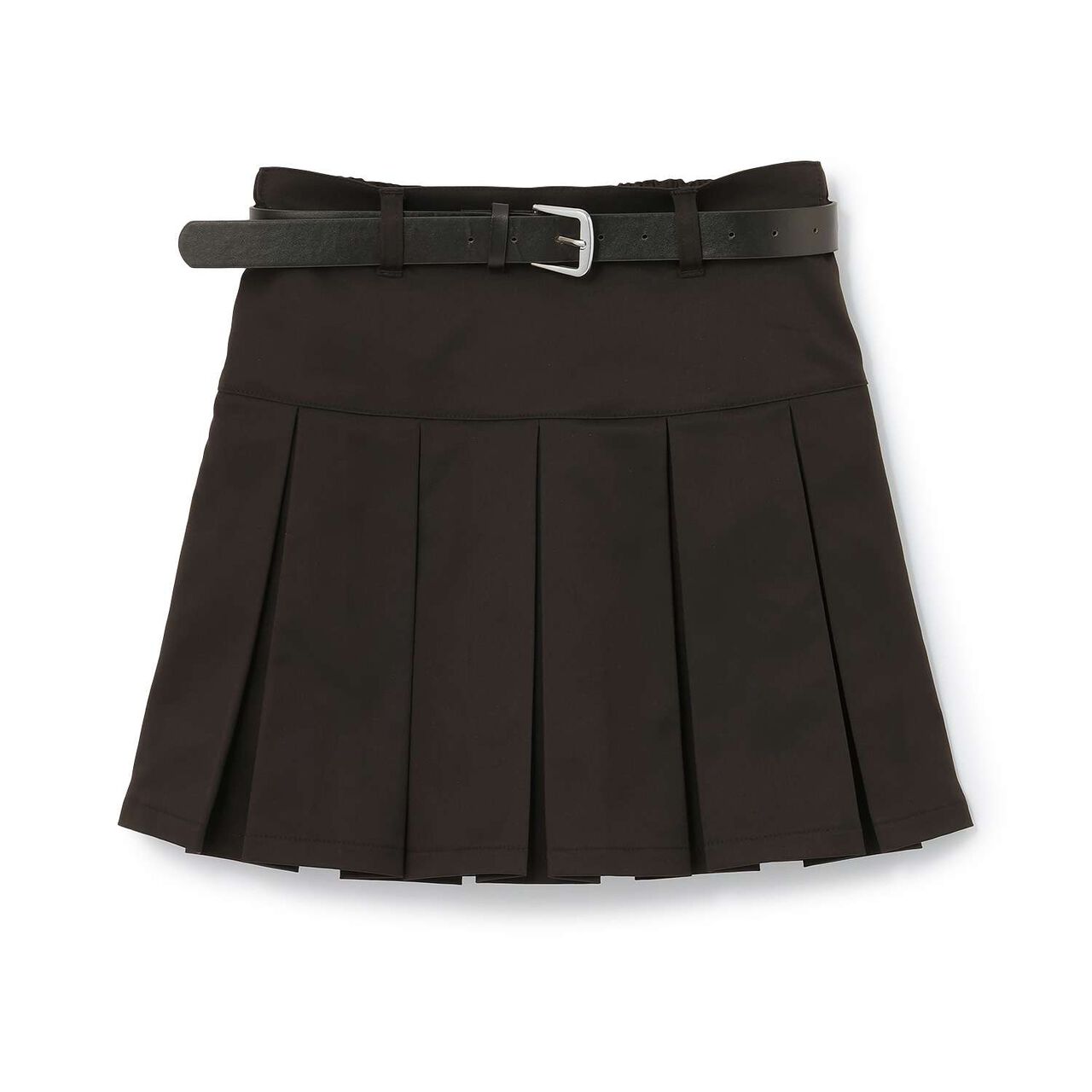 [Easy Care] Pleated Skirt with Belt,Black, large image number 16