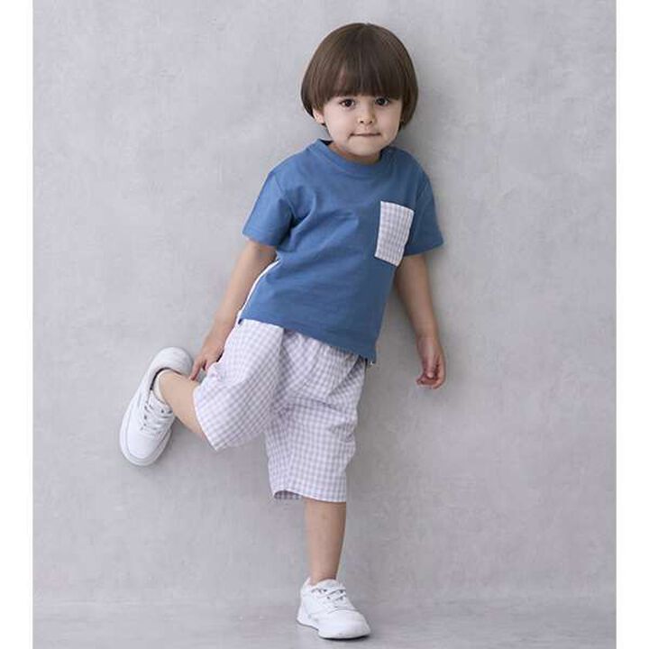 Gingham Pocket Short Sleeve T-Shirt,Moderate green, medium image number 1