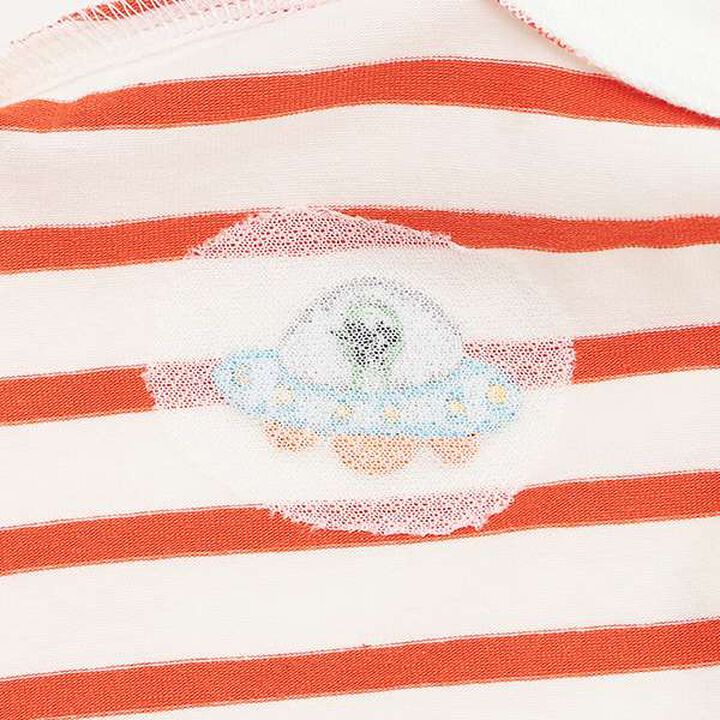 Alien Stripe Short Sleeve T-Shirt from Pocket,Off white, medium image number 3