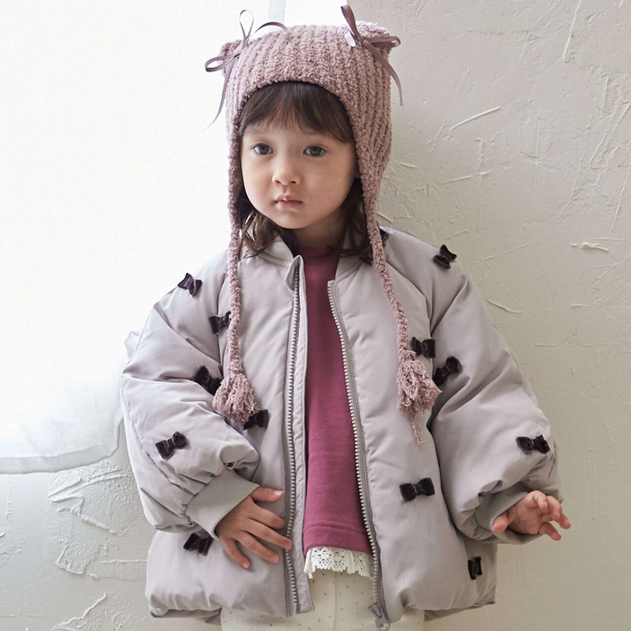 [Link] Little Ribbon Padded Jacket,Mocha tea, large image number 0