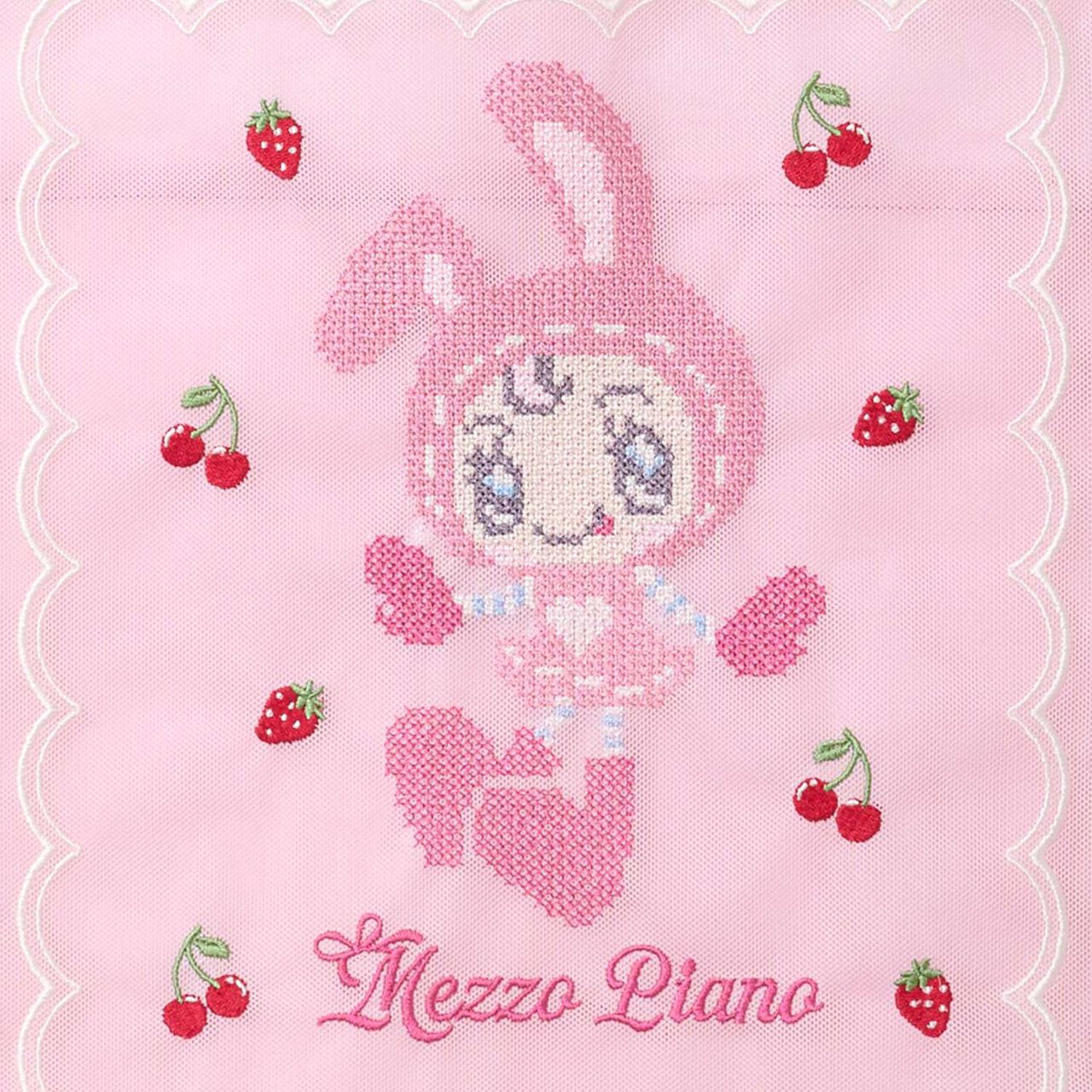 Berrie-chan Embroidered Mesh Tote,Pink, large image number 5