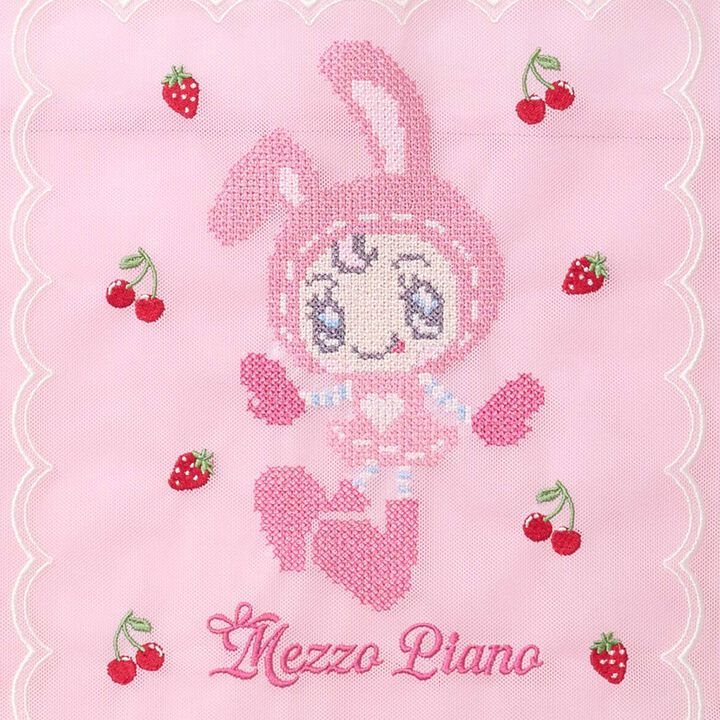 Berrie-chan Embroidered Mesh Tote,Pink, medium image number 5