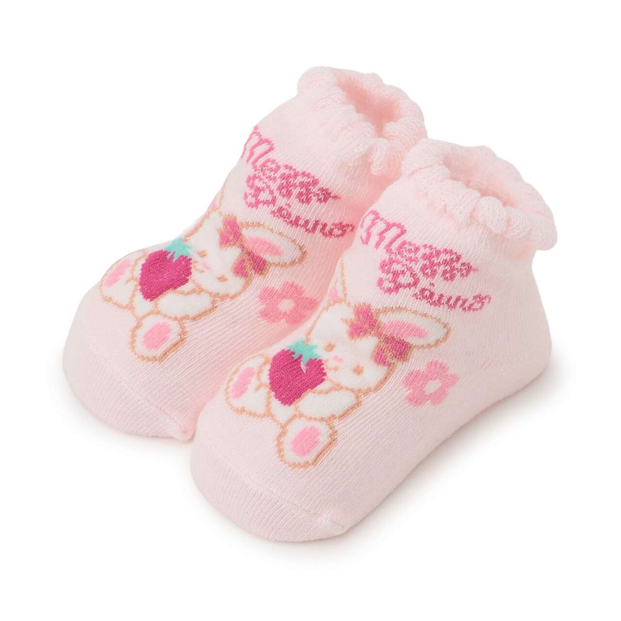 Rabbit Strawberry Pattern Socks [Made in Japan],Light pink, large image number 0