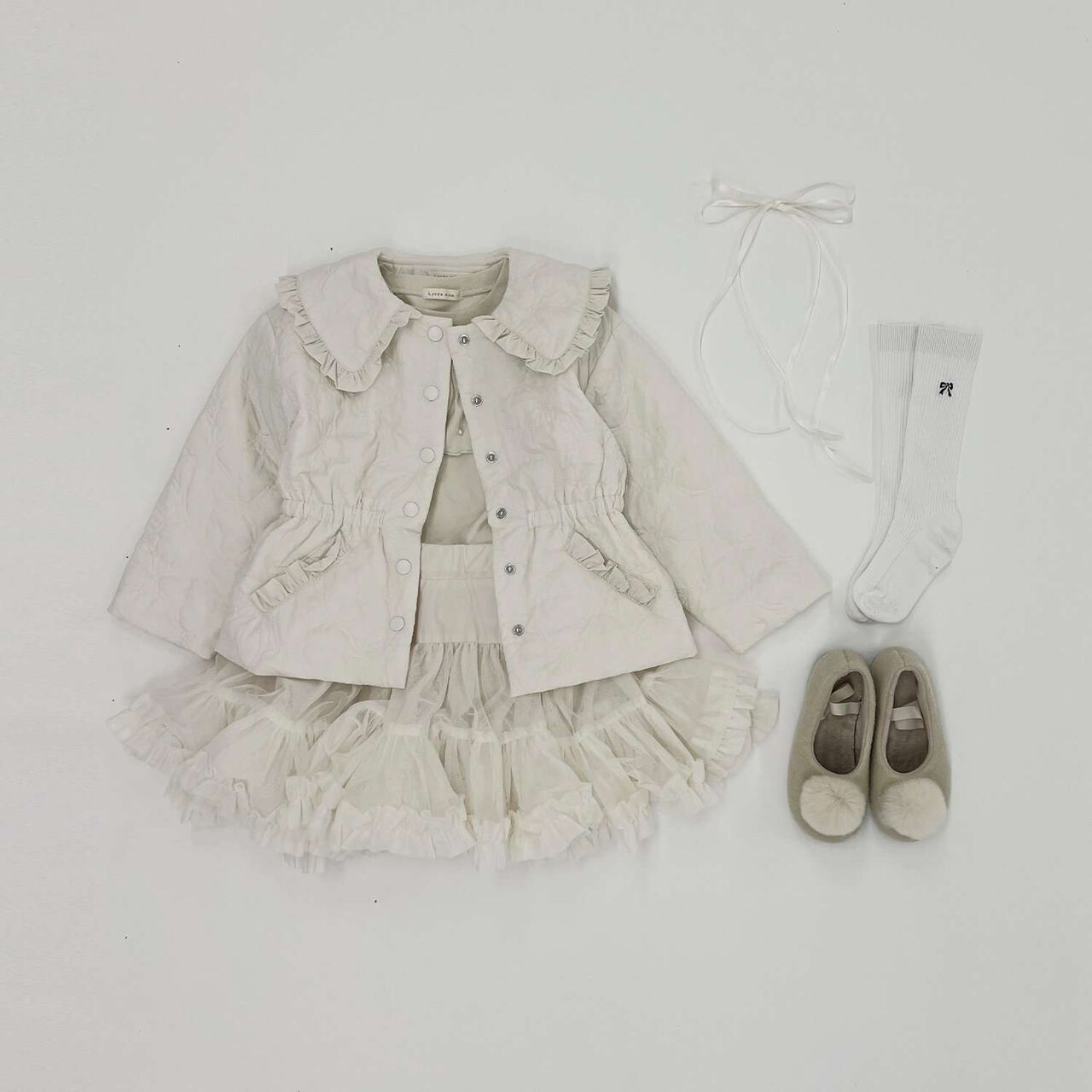 Lycee Mine Ballet Series Mid-Length Ribbon Quilted Jacket,Ivory, large image number 17