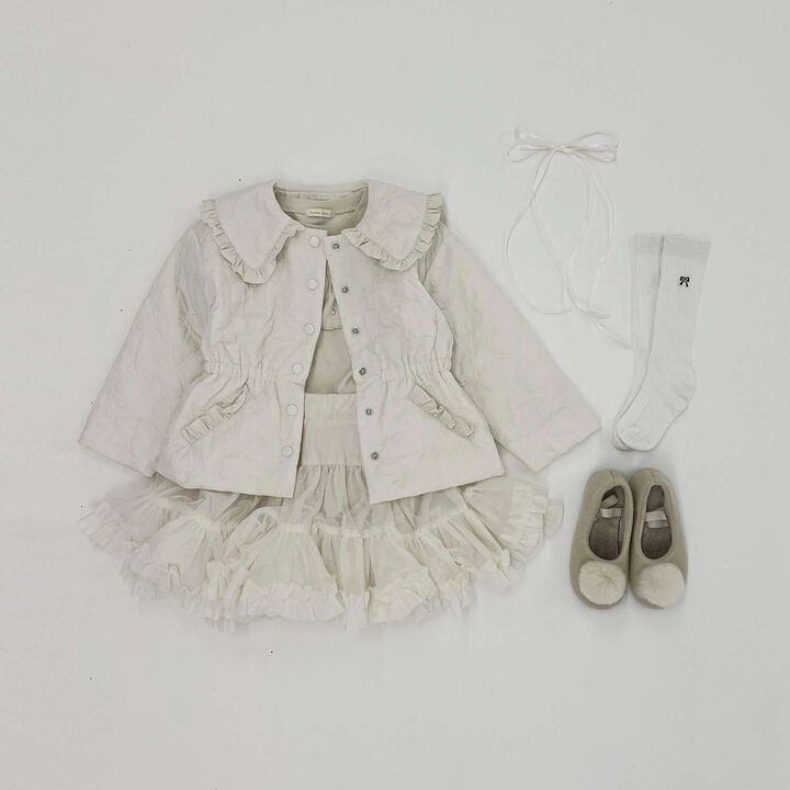 Lycee Mine Ballet Series Mid-Length Ribbon Quilted Jacket,Ivory, medium image number 17