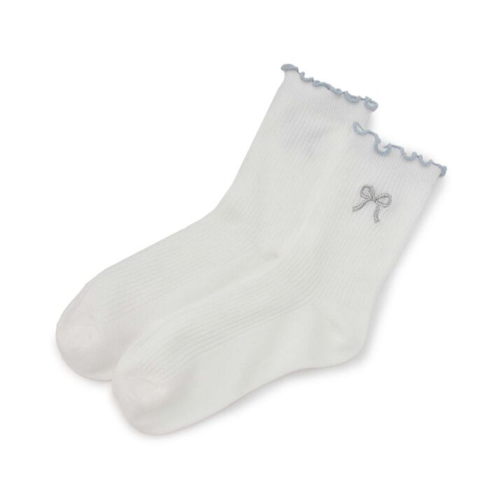 Bi-Color Melody Crew Socks,Off white, medium image number 0