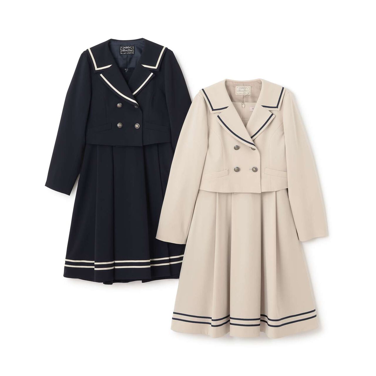 Sailor Short Jacket & Jumper Skirt Set,Beige, large image number 13