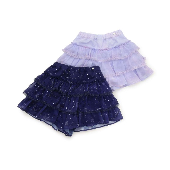 Zodiac Pattern Tiered Culotte Skirt,Navy, medium image number 6