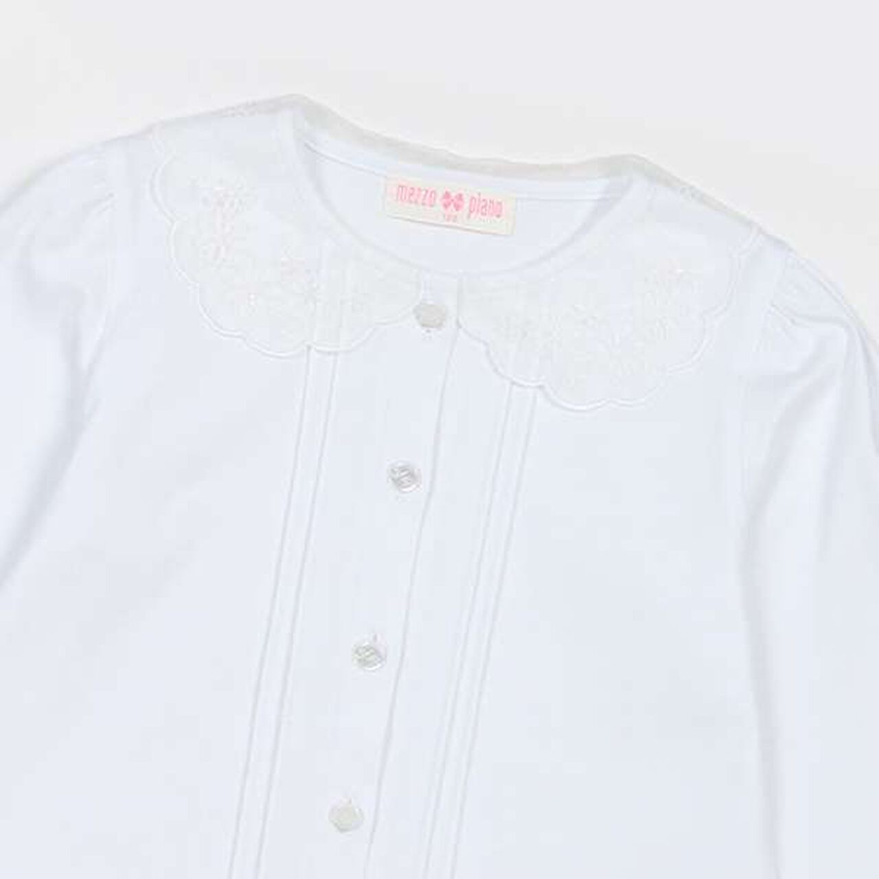 Scallop Trim Collar Cut and Sew Blouse,White, large image number 2