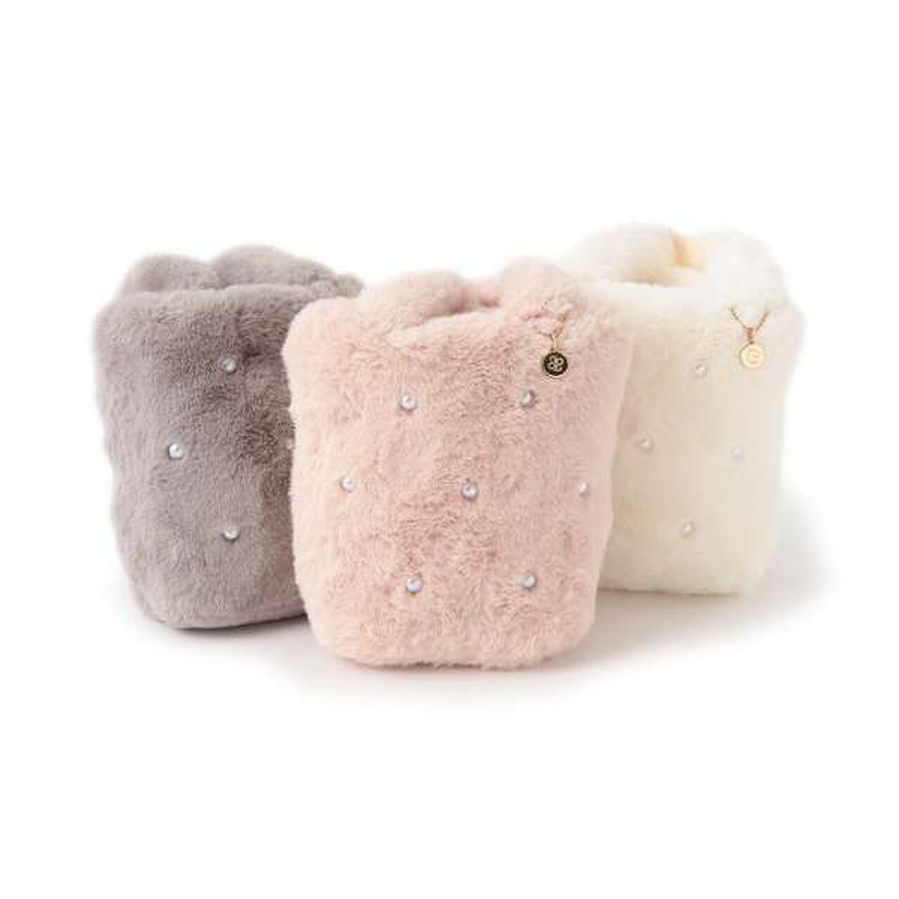 Pearl-Embellished Faux Fur Bag,Light pink, large image number 5