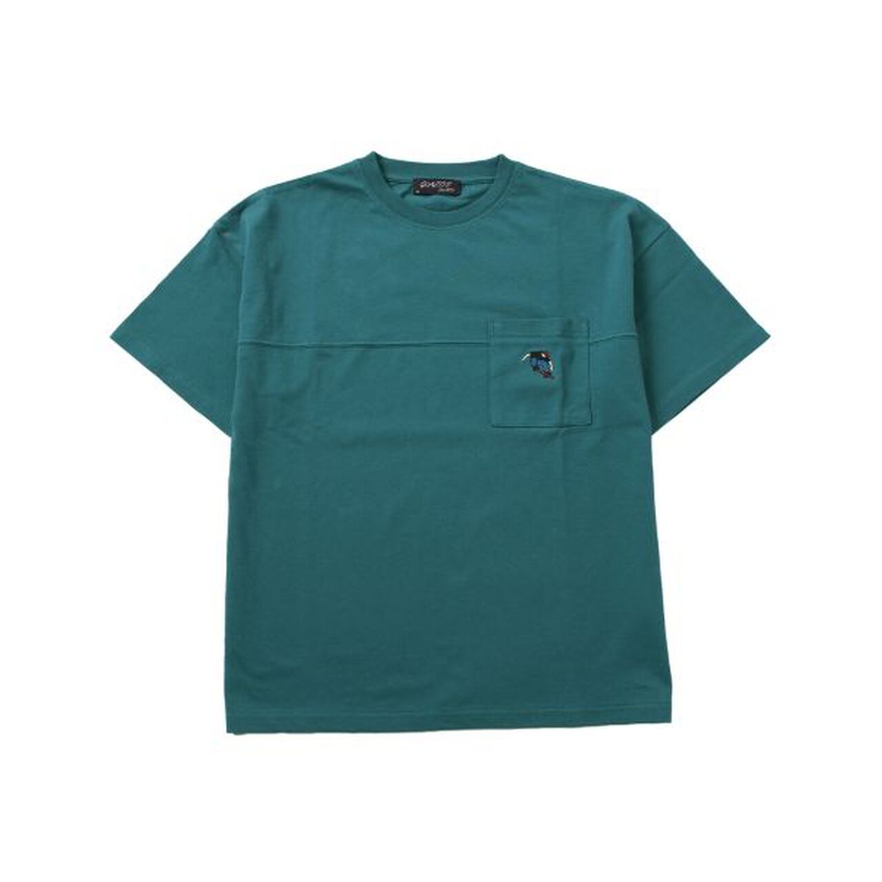 Big Short Sleeve T-Shirt with Pocket Embroidery,White, large image number 2