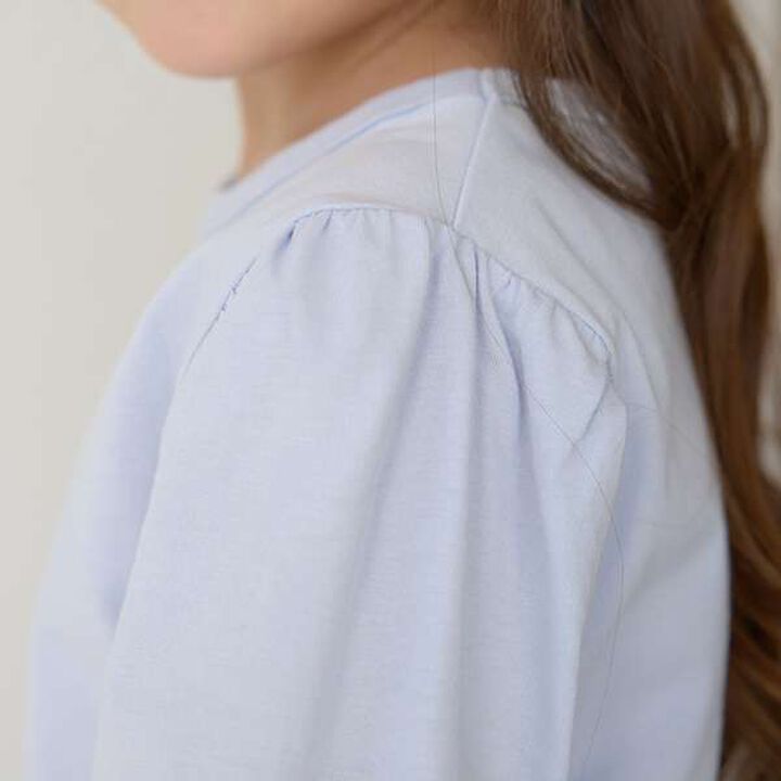 Soft Cotton Assorted Line Stone Motif Puff A-Line T-Shirt,Cream, medium image number 6