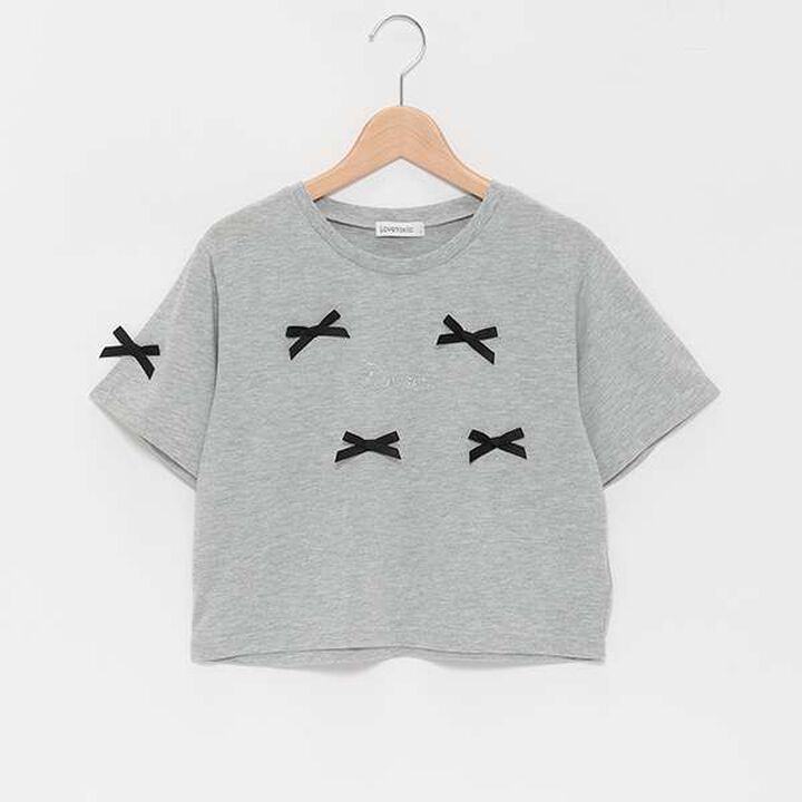 Ribbon Half T-Shirt,Top gray, medium image number 2