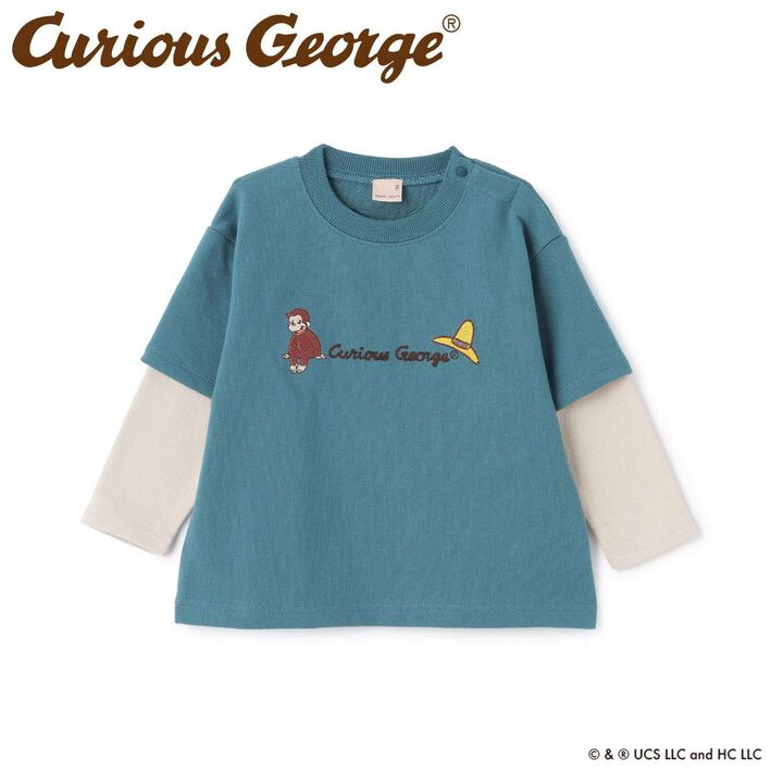 Curious George Layered Long-Sleeve Sweatshirt,, medium