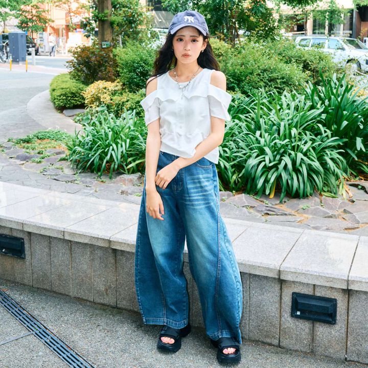 [LTXC / Cool Touch] Balloon Denim Pants,Gray, medium image number 2