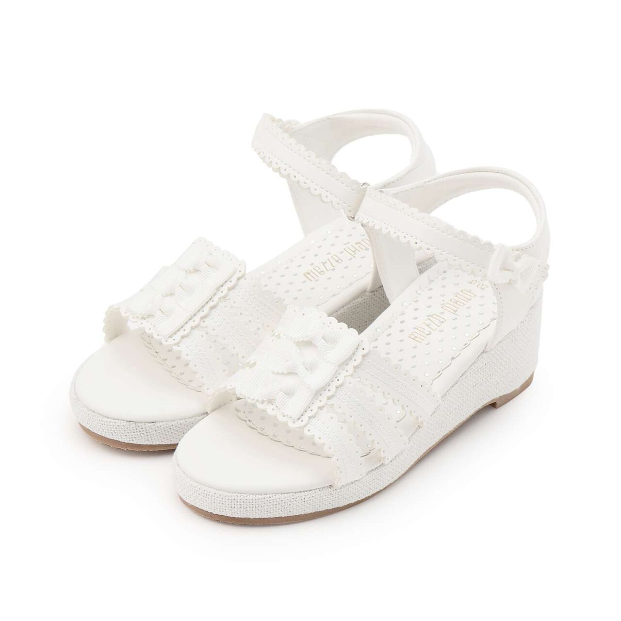 Ribbon Wedge Heel Sandals,White, large image number 0