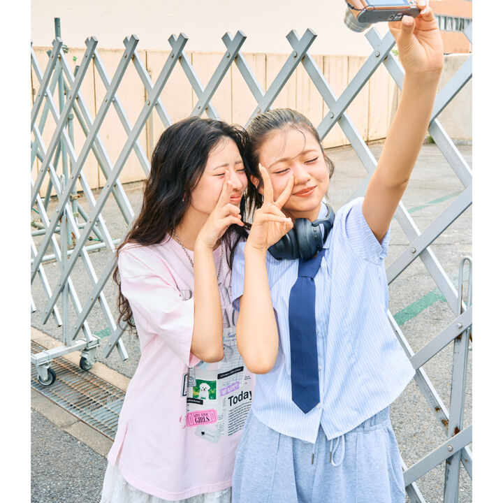 [LTXC] Stylish Short-Sleeve Shirt with Trendy Tie,Off white, medium image number 4