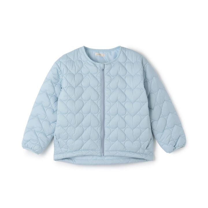 [Light and Fluffy] Heart Quilted Puff Jacket with Storage Pouch,Blue gray, medium image number 18