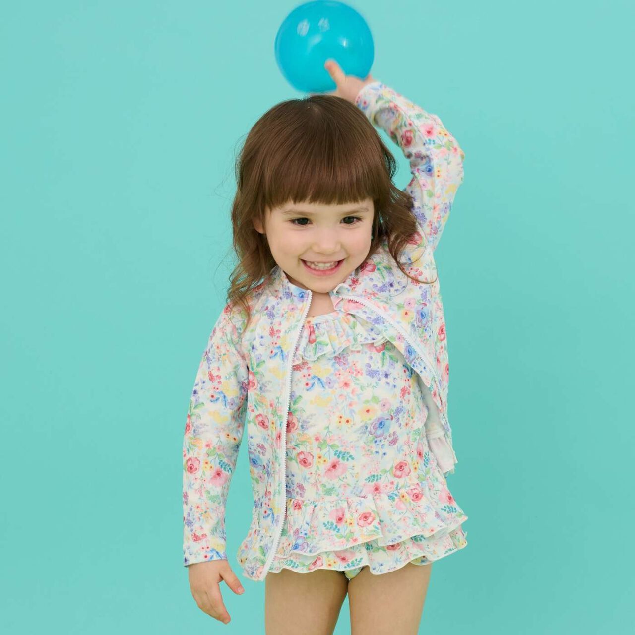 [SWIM] Girls' Floral Pattern One-Piece Swimwear [UV Protection],Pink, large image number 11