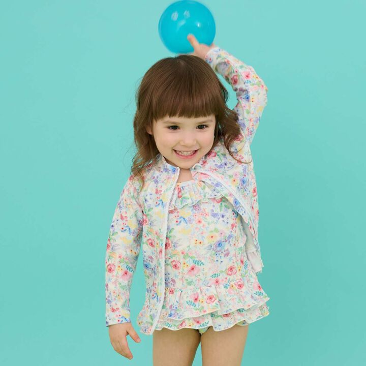 [SWIM] Girls' Floral Pattern One-Piece Swimwear [UV Protection],Pink, medium image number 11