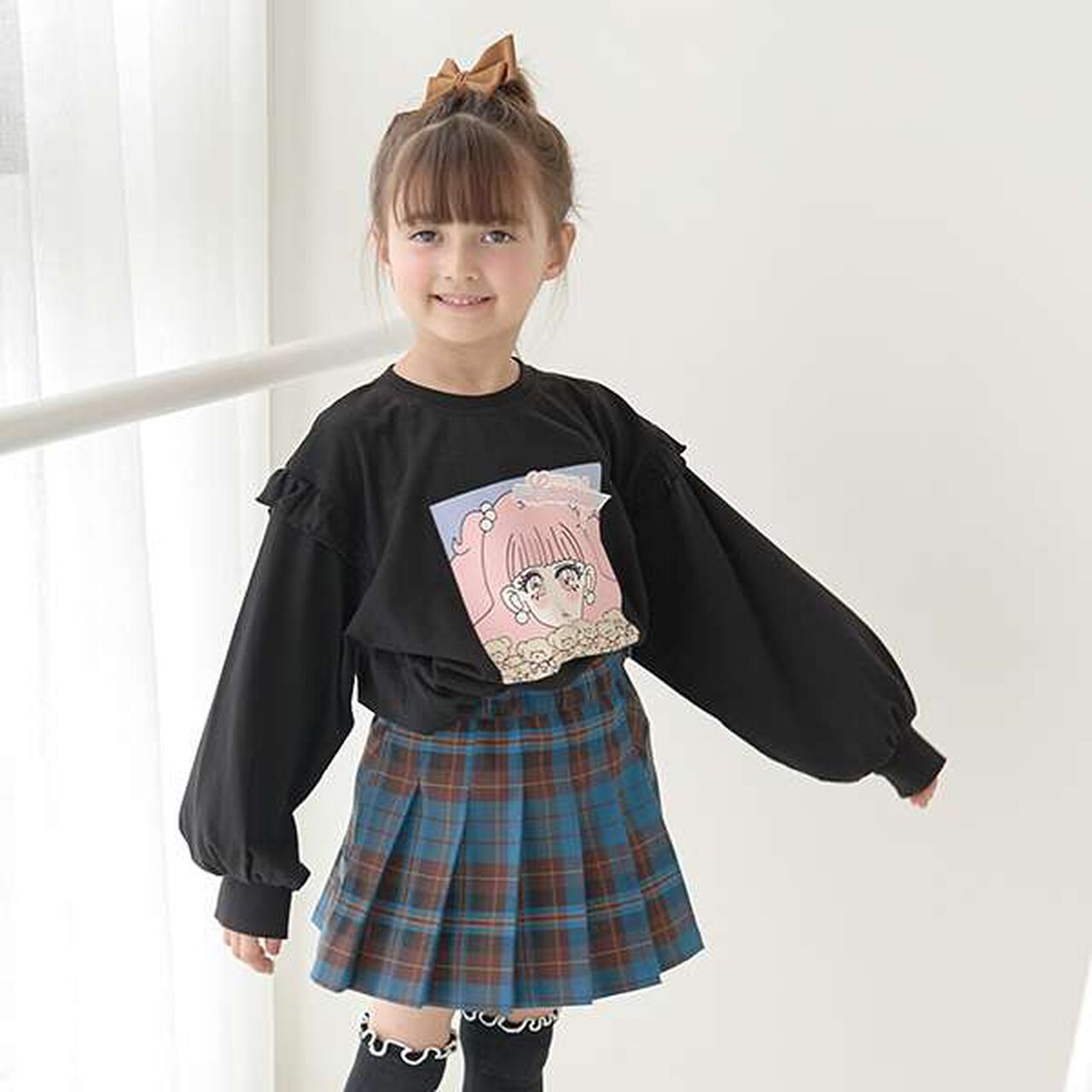 Non-Deforming Girls' Frill Big T-Shirt,Mint, large image number 17