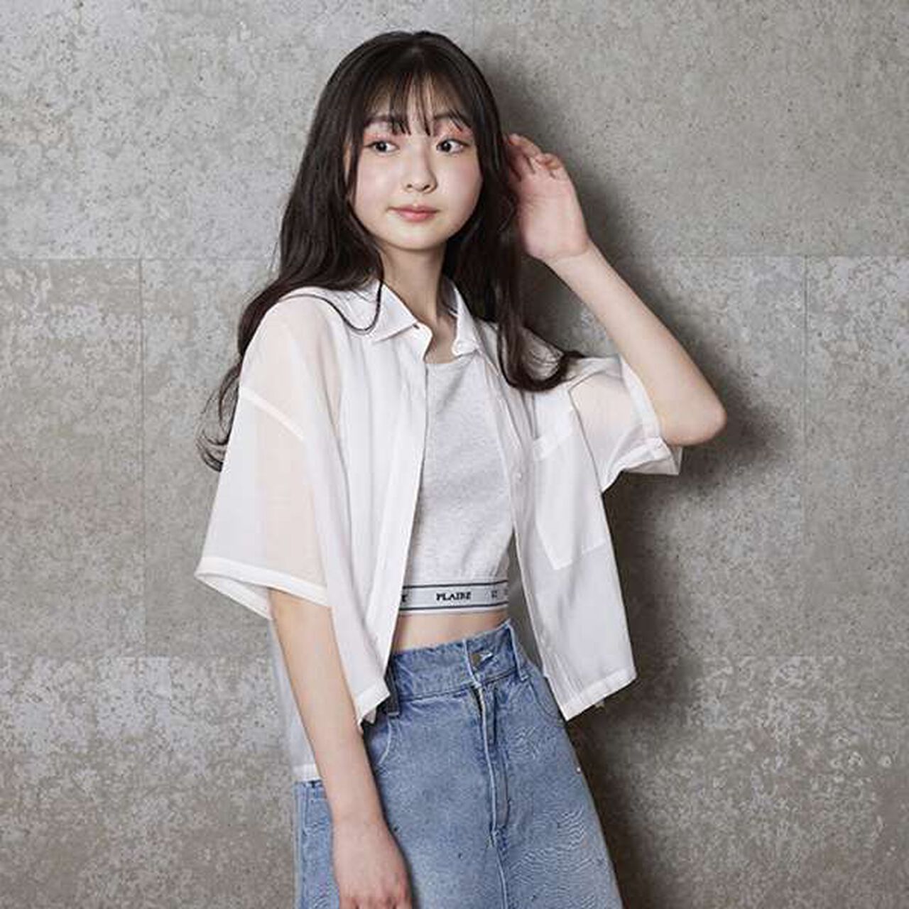 Short-Sleeve Sheer Shirt with Inner Lining,Off white, large image number 0