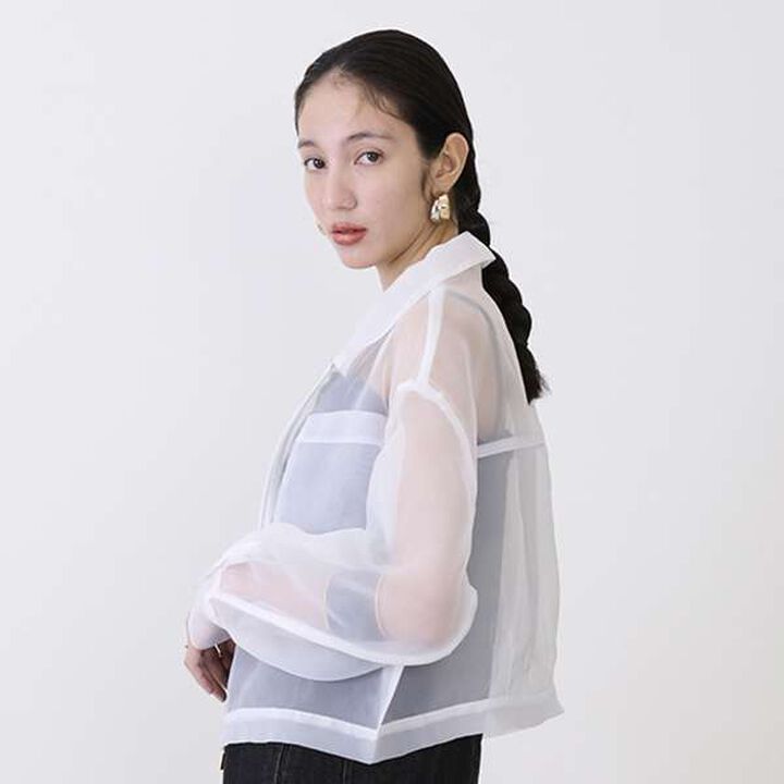 [LADIES] Sheer Shirt Jacket,White, medium image number 3