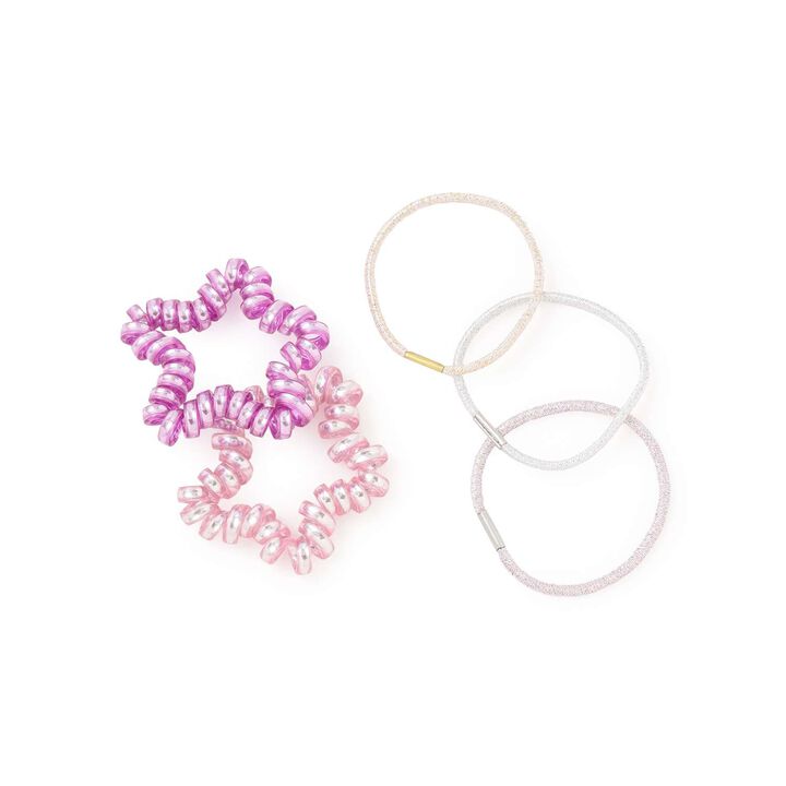 Sparkling Hair Tie Set,Pink, medium image number 0