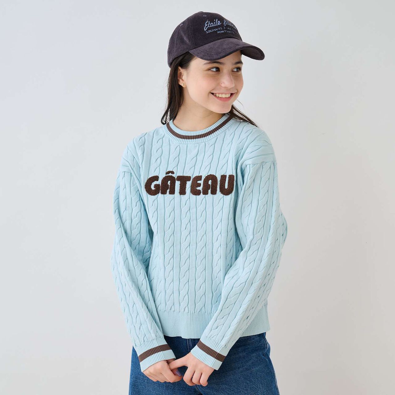 Sagara Logo Cable Knitwear[Available in 130cm],Sax blue, large image number 0
