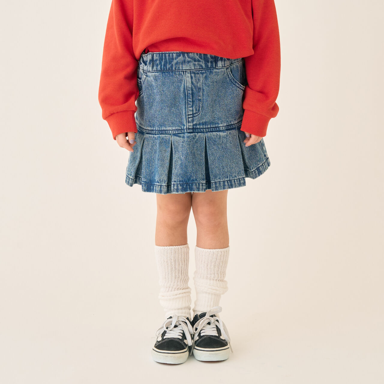 Box Pleat Skirt / Denim,Blue, large image number 0