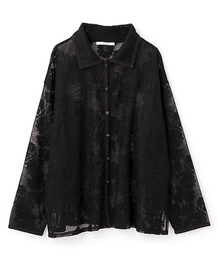 Lace Shirt Jacket,Black, medium image number 0