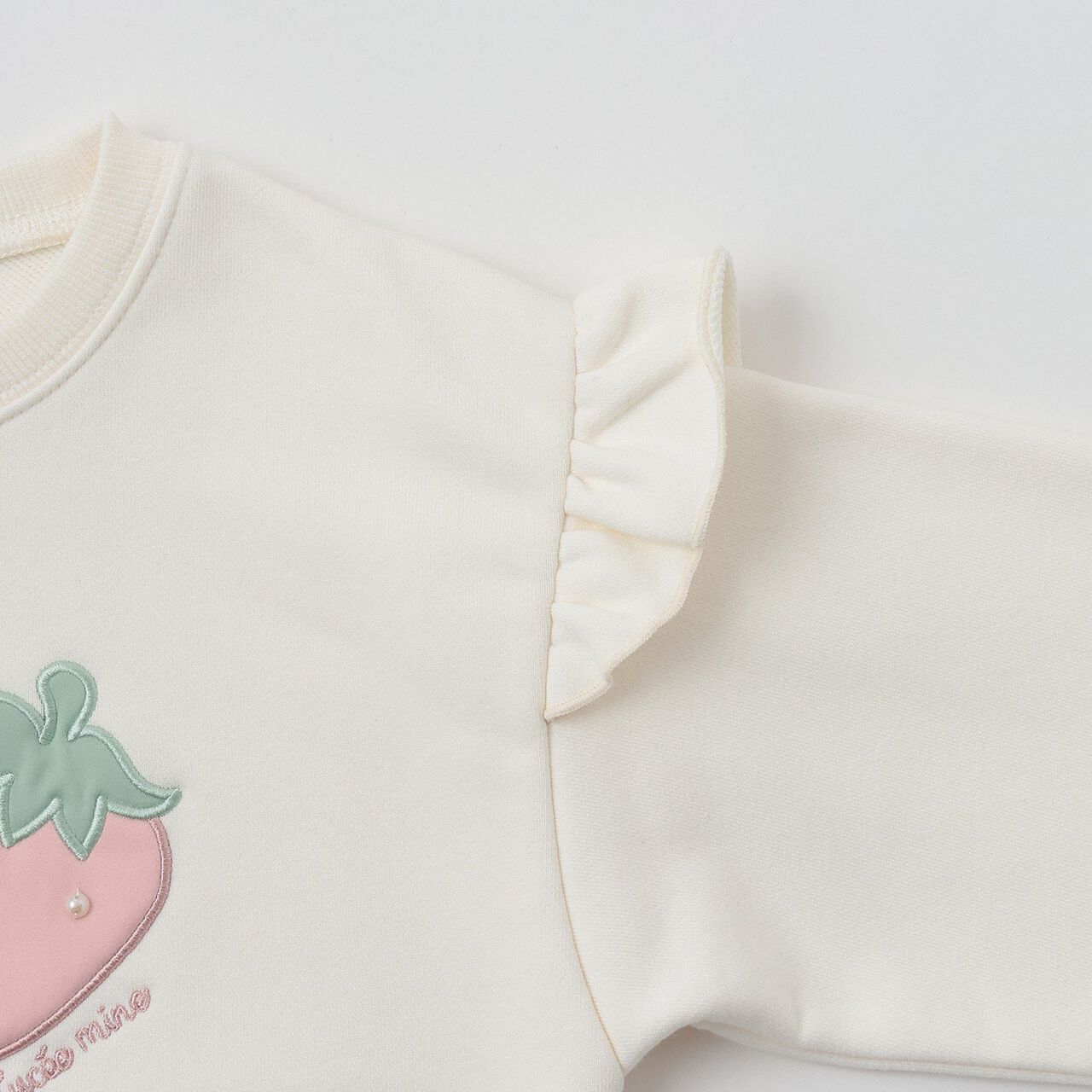 Quick-Dry Fleece Strawberry Appliqu&eacute; Sweatshirt,Black, large image number 6