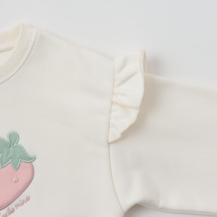 Quick-Dry Fleece Strawberry Appliqu&eacute; Sweatshirt,Black, medium image number 6