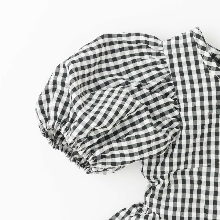 Link Puff Sleeve Peplum One-Piece Dress,Blue, medium image number 8