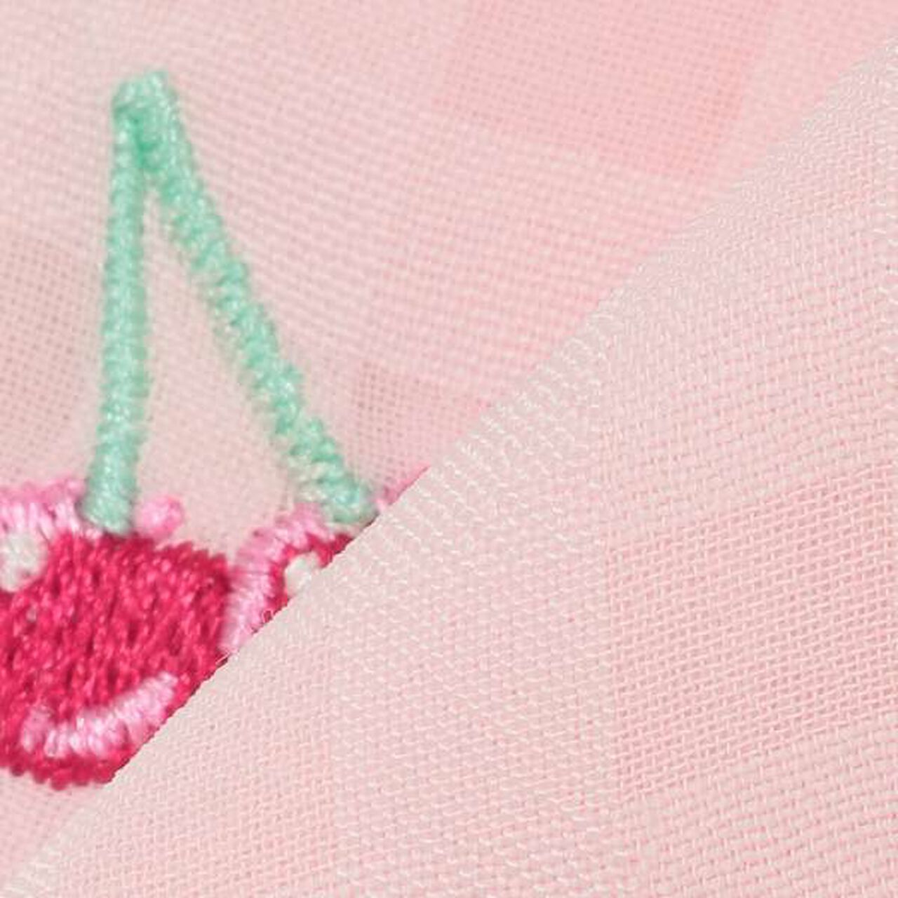 Strawberry Cherry Embroidery Collar Style Bib,Light pink, large image number 6