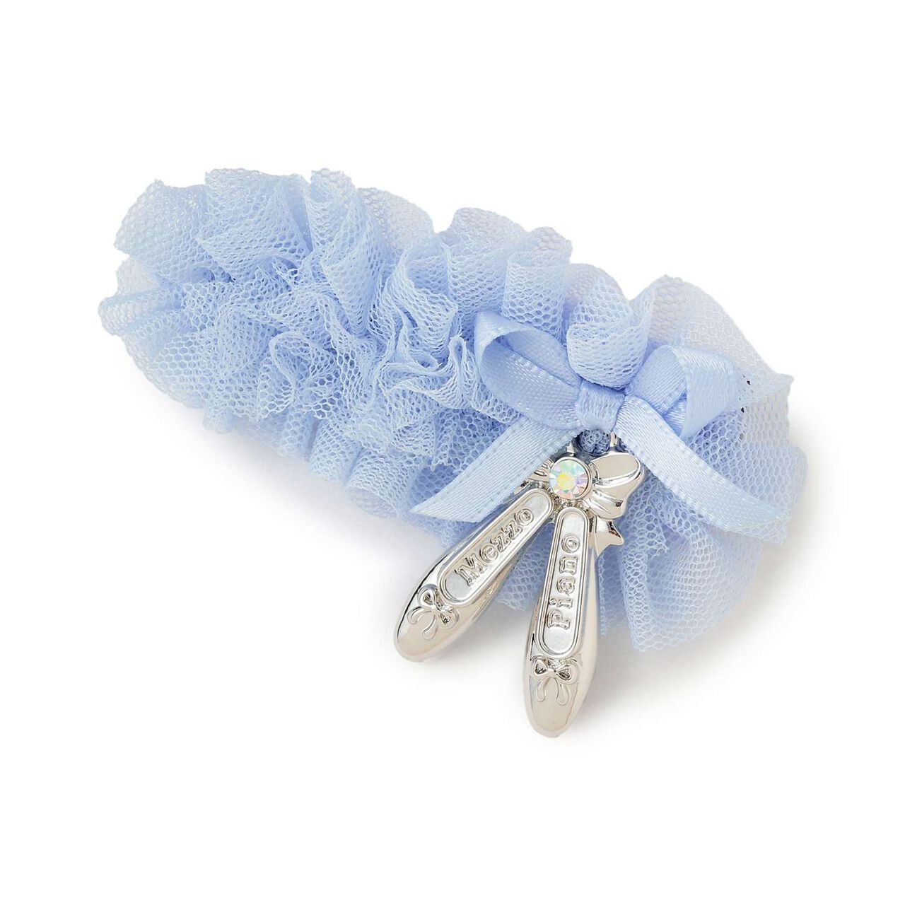 Tulle Frill Pointe Shoe Hair Clip [Made in Japan],Sax blue, large image number 3