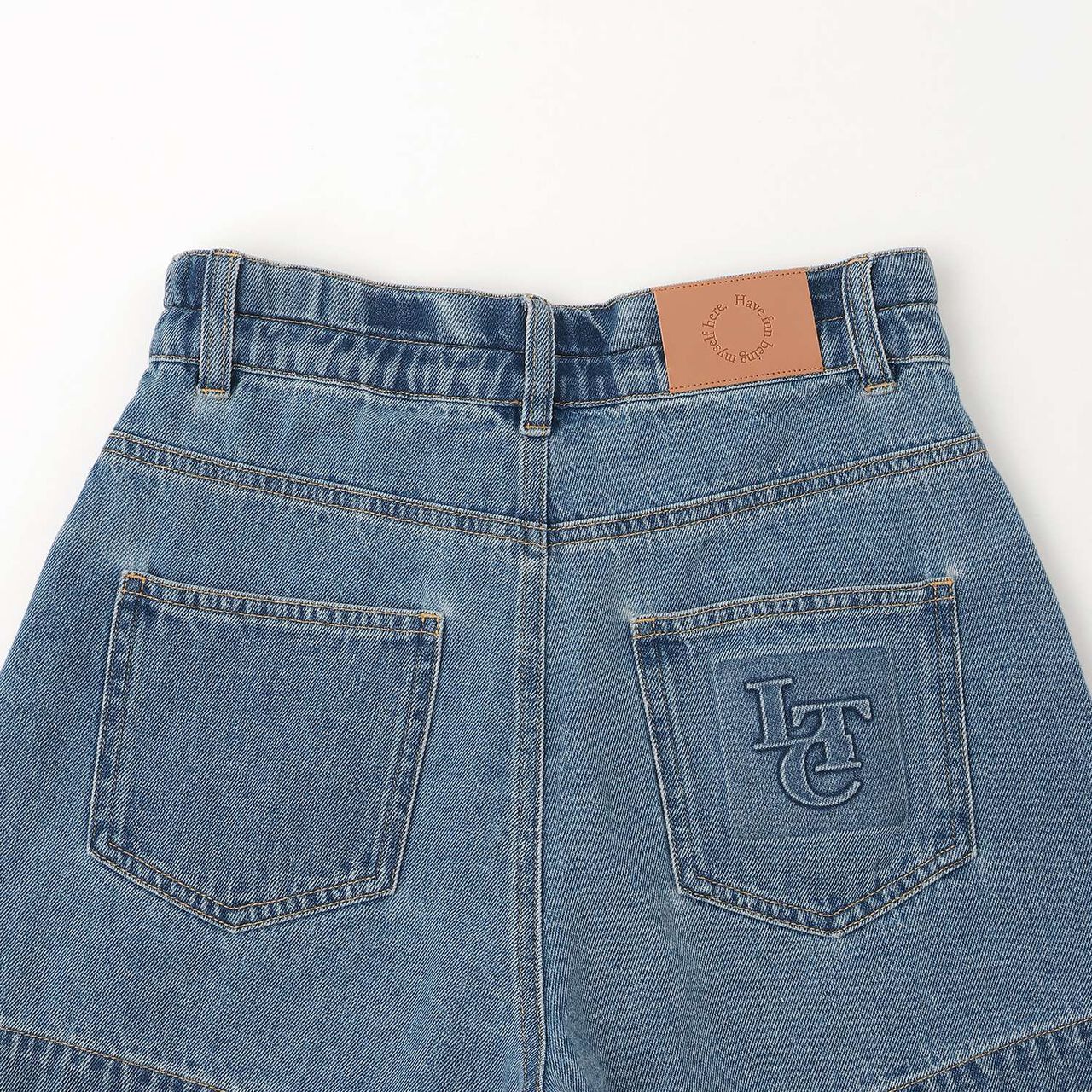 Embossed Loco Denim Shorts,Blue gray, large image number 11