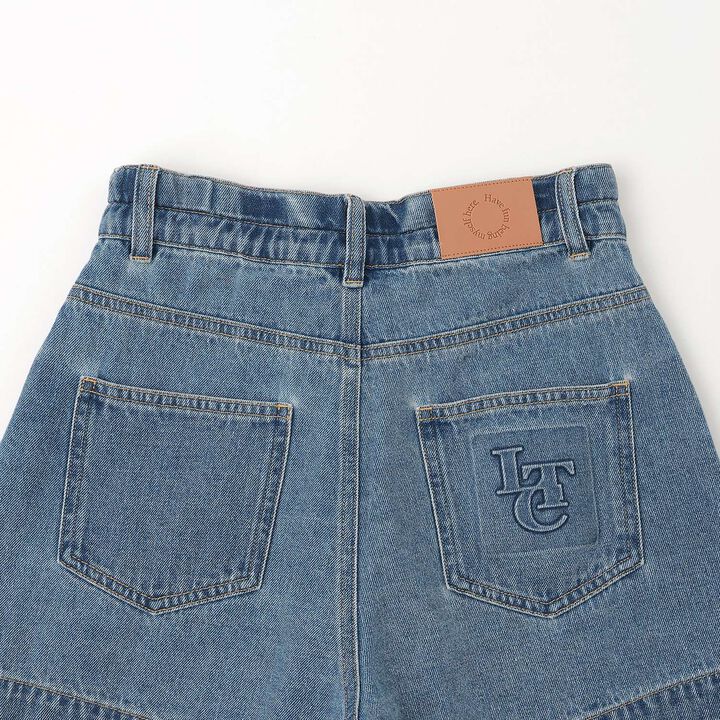 Embossed Loco Denim Shorts,Blue gray, medium image number 11
