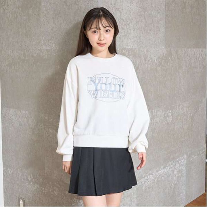 Circle Embroidery Pullover,Emerald green, medium image number 4