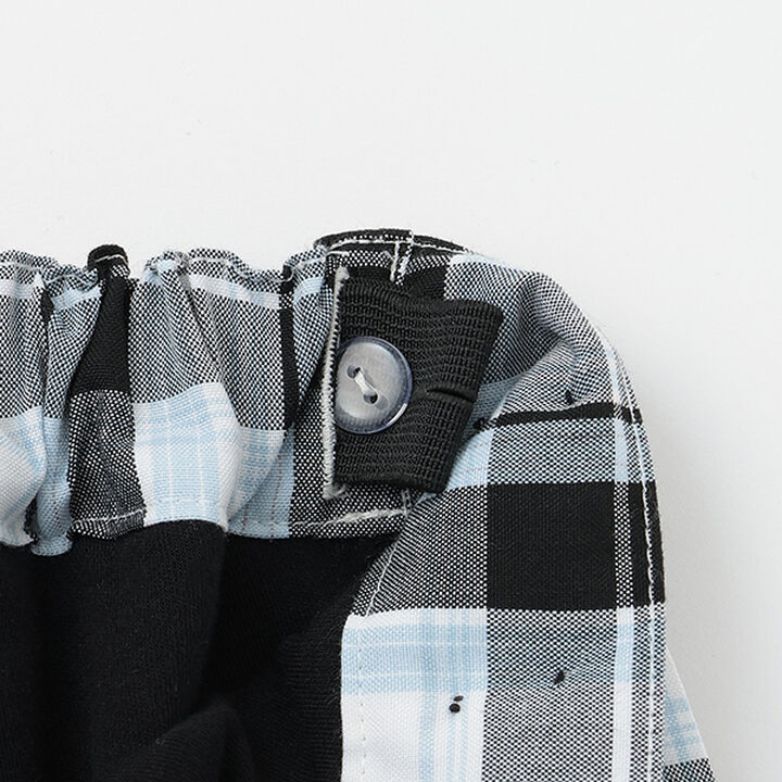 Side Heart Belt Check Pleated Skirt-Pants,Sax blue, medium image number 3